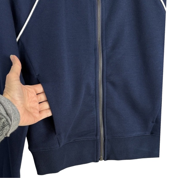 SPANX AirEssentials Pique Full Zip Track Jacket Navy Blue Size XS NWT - Picture 5 of 9